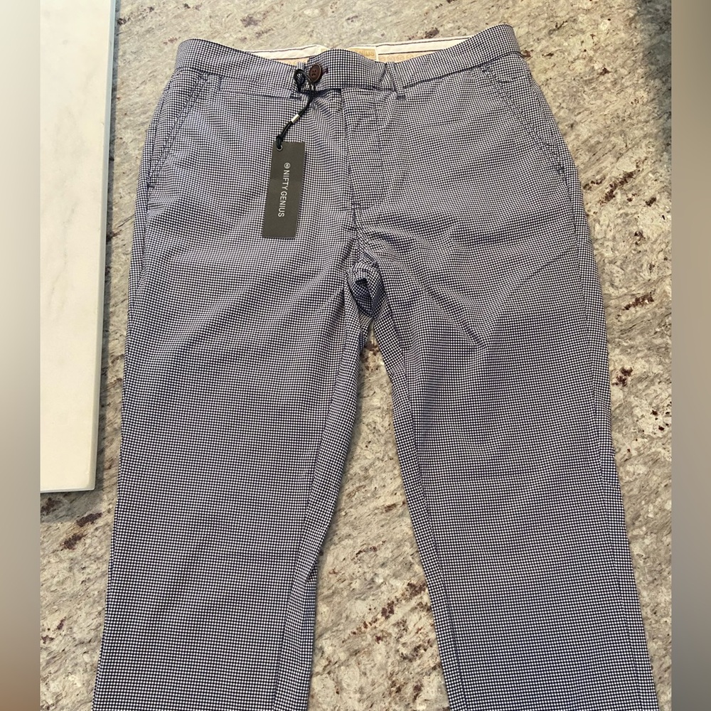 Men's Nifty Genius navy and white plaid chinos (size 31)
